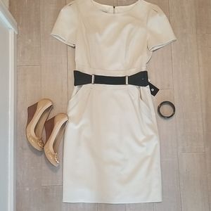 Philosophy Beige Dress with Black Belt- Size 6